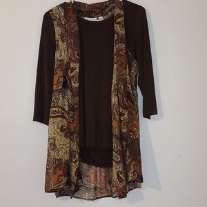 2 piece set brown vest and shirt